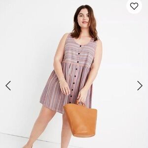 Madewell Scoopneck Tank Dress in Rainbow Stripe sz 2X